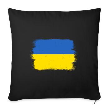 Ukraine Flagge Vintage Ukrainische Fahne Used Look - Sofakissenbezug 45 x 45 cm - Schwarz - Vorne