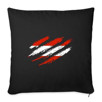 Drapeau de l'Autriche Autriche Rayures Couper les marques de rayures - Housse de coussin décorative 45 x 45 cm - noir - Devant