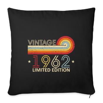 Vintage 1962 49 ans Style Rétro 1962 49ème Bir - Housse de coussin décorative 45 x 45 cm - noir - Devant