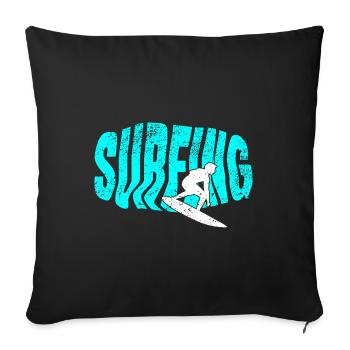 Wellenreiten Surfen Surfing Surfbrett Surfer Board - Sofakissenbezug 45 x 45 cm - Schwarz - Vorne