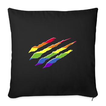 Rainbow flag scratches claws LGBT CSD - Sofa pillowcase 17,3'' x 17,3'' (45 x 45 cm) - black - Front