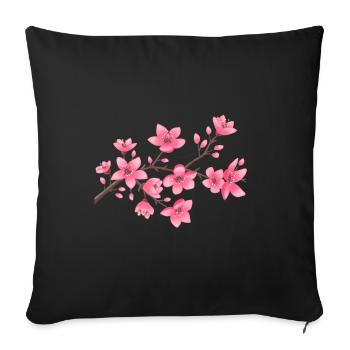 Cherry blossoms - Sofa pillowcase 17,3'' x 17,3'' (45 x 45 cm) - black - Front
