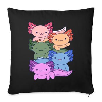 Conception de groupe d’Axolotl arc-en-ciel pour les amateurs d’Axolotl - Housse de coussin décorative 45 x 45 cm - noir - Devant