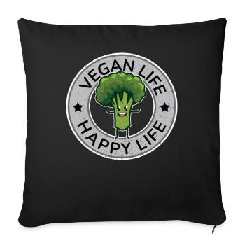 Vegan Life Happy Life Design for Proud Vegans - Sofa pillowcase 17,3'' x 17,3'' (45 x 45 cm) - black - Front