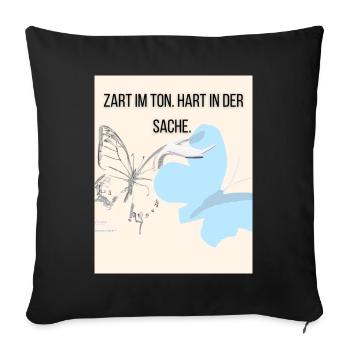 Sanfte Empathie mit Schmetterling und Storch - Sofakissenbezug 45 x 45 cm - Schwarz - Vorne