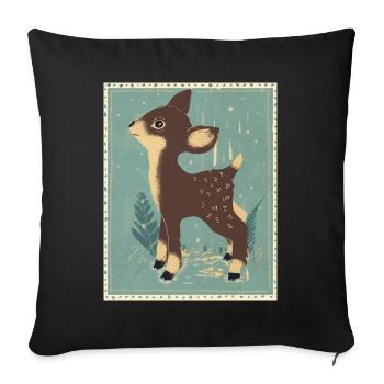 Cerfs dans la forêt rétro - Housse de coussin décorative 45 x 45 cm - noir - Devant