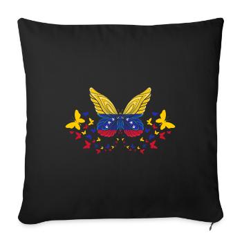 Venezuela Venezuelan Venezuela Flag Butterflies - Sofa pillowcase 17,3'' x 17,3'' (45 x 45 cm) - black - Front
