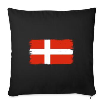 Danemark Drapeau Coups de pinceau Copenhague Look used - Housse de coussin décorative 45 x 45 cm - noir - Devant