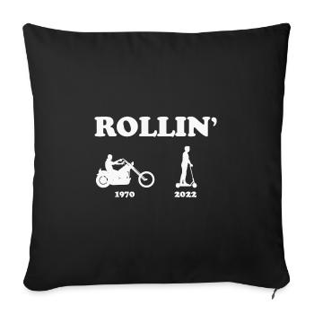 E-Scooter Rollin' 1970 2022 I E-Scooter City Scooter - Sofa pillowcase 17,3'' x 17,3'' (45 x 45 cm) - black - Front