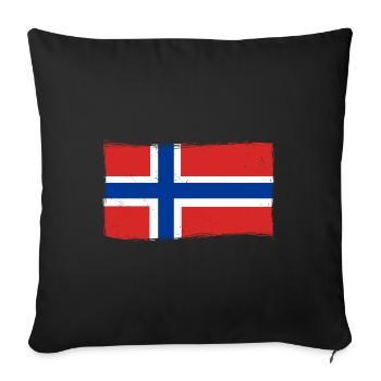 Norway Flag Vintage Scandinavian Used Look - Sofa pillowcase 17,3'' x 17,3'' (45 x 45 cm) - black - Front