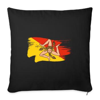 Sicile Drapeau Trinacria Sicilienne - Housse de coussin décorative 45 x 45 cm - noir - Devant