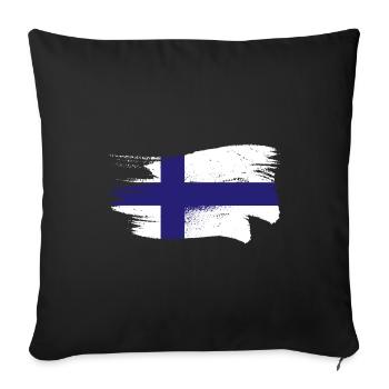 Finnland Flagge Suomi Finnische Fahne Used Look - Sofakissenbezug 45 x 45 cm - Schwarz - Vorne