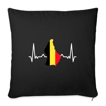 Belgium Flag Heartbeat Belgian Flag Pulse ECG - Sofa pillowcase 17,3'' x 17,3'' (45 x 45 cm) - black - Front