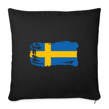 Drapeau Suède Scandinavie Malmo Sverige - Housse de coussin décorative 45 x 45 cm - noir - Devant