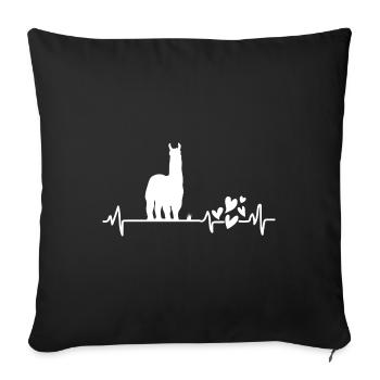 Alpaca heartbeat alpaca with heart lama - Sofa pillowcase 17,3'' x 17,3'' (45 x 45 cm) - black - Front