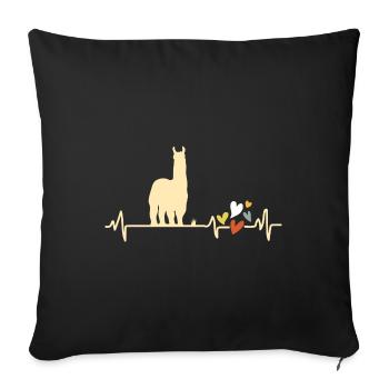 Alpaca heartbeat alpaca with heart lama - Sofa pillowcase 17,3'' x 17,3'' (45 x 45 cm) - black - Front