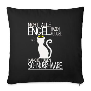 Katzen Shirt - Engel Schnurrhaare - Sofakissenbezug 45 x 45 cm - Schwarz - Vorne