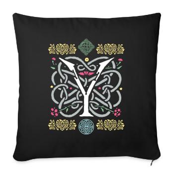 Y - Sofa pillowcase 17,3'' x 17,3'' (45 x 45 cm) - black - Front