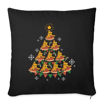 Pizza Fast Food Pizza Christmas Tree - Sofa pillowcase 17,3'' x 17,3'' (45 x 45 cm) - black - Front