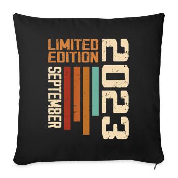 September 2023 Originelle Geschenkidee zum Geburtstag - Sofakissenbezug 45 x 45 cm - Schwarz - Vorne
