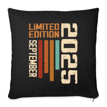 September 2025 Originelle Geschenkidee zum Geburtstag - Sofakissenbezug 45 x 45 cm - Schwarz - Vorne