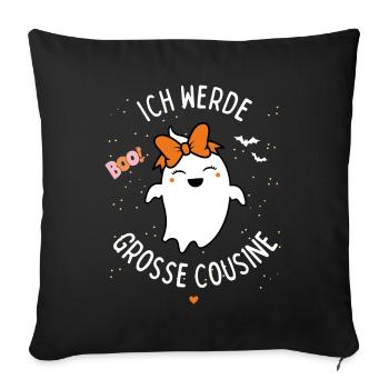 Ich werde große Cousine Halloween Herz Mädchen - Sofakissenbezug 45 x 45 cm - Schwarz - Vorne
