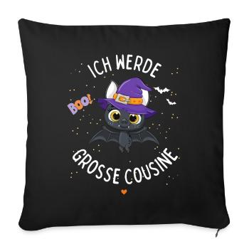 Ich werde große Cousine Halloween Herz Mädchen - Sofakissenbezug 45 x 45 cm - Schwarz - Vorne
