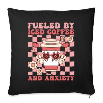 Fueled By Iced Coffee and Anxiety Groovy Coffee - Housse de coussin décorative 45 x 45 cm - noir - Devant