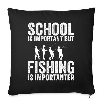 School is important but fishing is importanter - Housse de coussin décorative 45 x 45 cm - noir - Devant