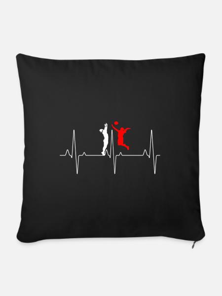 Herzschlag Volleyball - Sofakissenbezug 45 x 45 cm - Schwarz