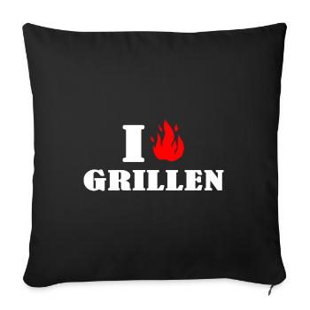 Grillen grillt BBQ Grillmaster Grillromatik - Sofakissenbezug 45 x 45 cm - Schwarz - Vorne