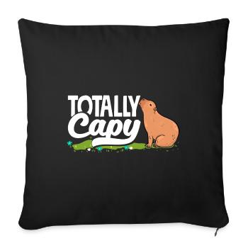 Capybara rongeur totalement capy - Housse de coussin décorative 45 x 45 cm - noir - Devant