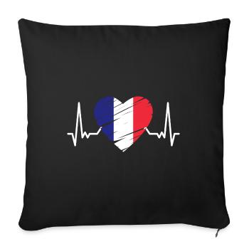 Drapeau de la France Heartbeat Drapeau français - Housse de coussin décorative 45 x 45 cm - noir - Devant