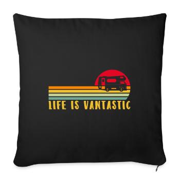 Motorhome RV Camping Life Is - Sofa pillowcase 17,3'' x 17,3'' (45 x 45 cm) - black - Front