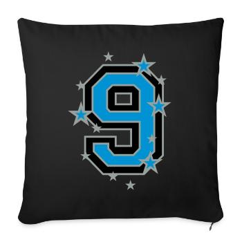 Mit Sterne verzierte Nummer Neun - Sofakissenbezug 45 x 45 cm - Schwarz - Vorne