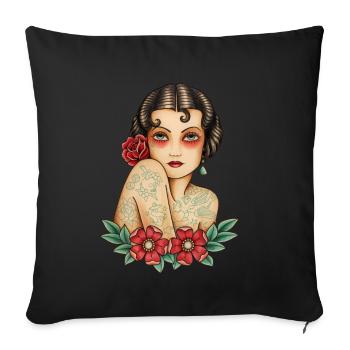 TATTOOED GIRL TATTOO - Sofa pillowcase 17,3'' x 17,3'' (45 x 45 cm) - black - Front
