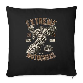 Biker Shirt Extreme Motocross dirt racing - Sofakissenbezug 45 x 45 cm - Schwarz - Vorne