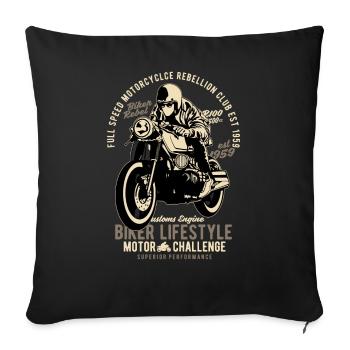 Biker Shirt full speed Lifestyle club - Sofakissenbezug 45 x 45 cm - Schwarz - Vorne