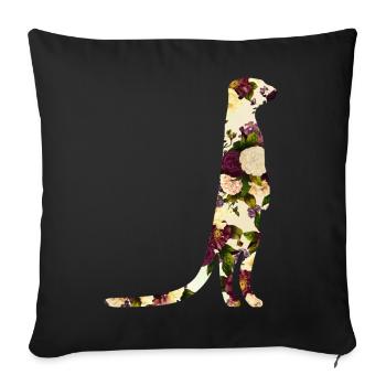 Meerkat Blossoms Floral Floral Pattern Gift - Sofa pillowcase 17,3'' x 17,3'' (45 x 45 cm) - black - Front