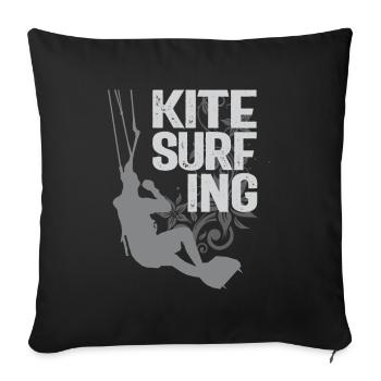 Kite surf - Housse de coussin décorative 45 x 45 cm - noir - Devant