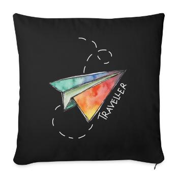 paper plane white - Sofa pillowcase 17,3'' x 17,3'' (45 x 45 cm) - black - Front