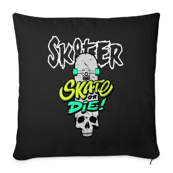 Skater kids - Sofa pillowcase 17,3'' x 17,3'' (45 x 45 cm) - black - Front