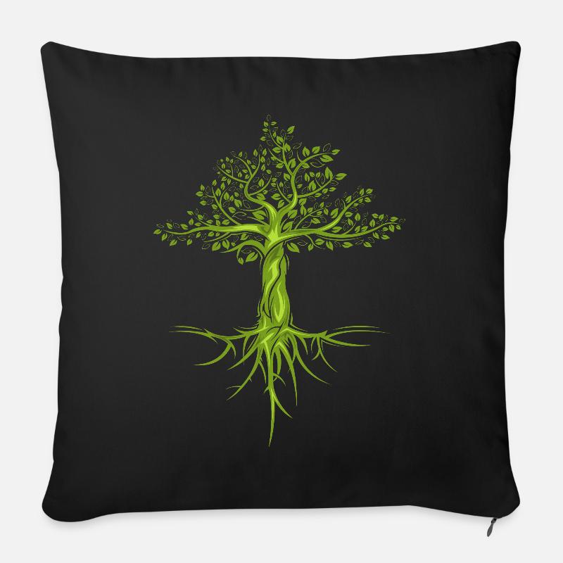 bäume baum natur nature symbol forest Wald Logo - Sofakissenbezug 45 x 45 cm - Schwarz