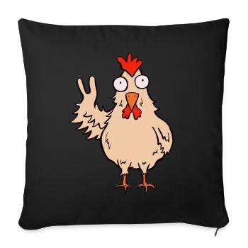 Lustige Frei Huhn- Victory chicken - Sofakissenbezug 45 x 45 cm - Schwarz - Vorne