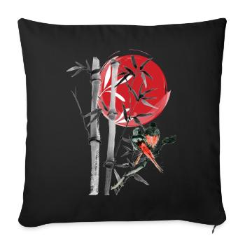 Bamboo row in the red moon - Sofa pillowcase 17,3'' x 17,3'' (45 x 45 cm) - black - Front