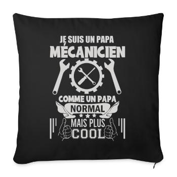 Papa mécanicien - Housse de coussin décorative 45 x 45 cm - noir - Devant