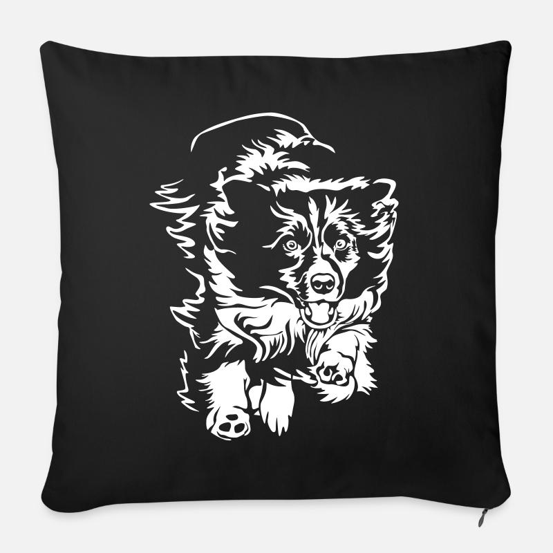 Border Collie "Black Edition" - Sofakissenbezug 45 x 45 cm - Schwarz