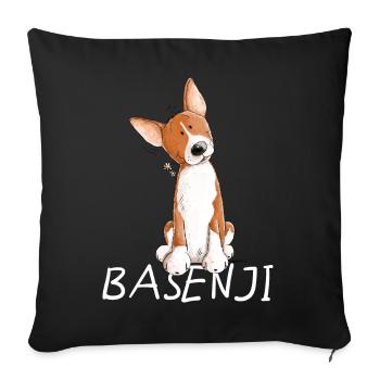 Happy Basenji I Hunderasse Comic I Hund - Sofakissenbezug 45 x 45 cm - Schwarz - Vorne