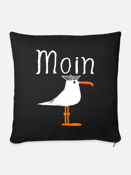 Moin Möwe Seemann - Sofakissenbezug 45 x 45 cm - Schwarz