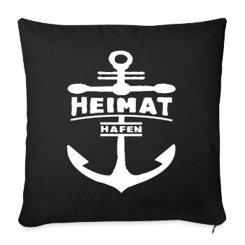 Meer Anker Heimat Hafen Zeichen - Sofakissenbezug 45 x 45 cm - Schwarz - Vorne